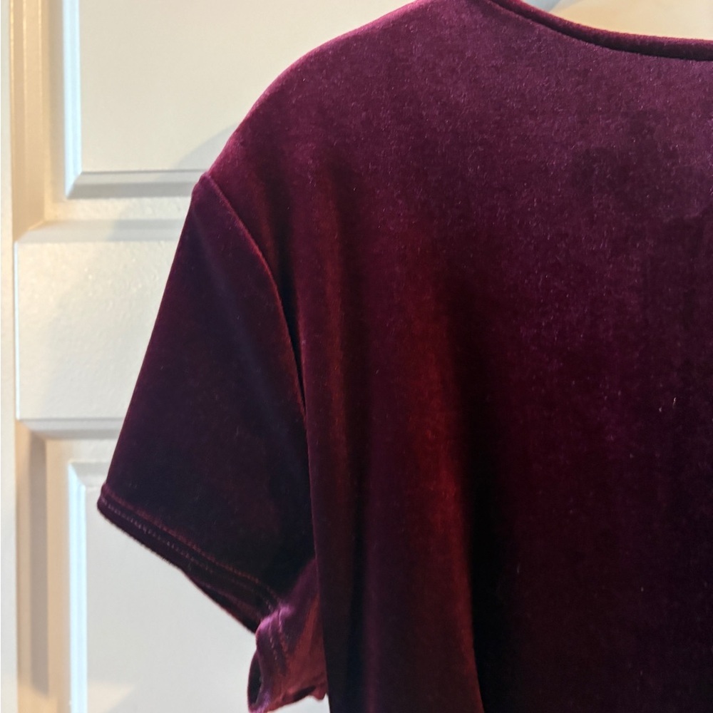 Vintage Robbie Bee Burgundy Velvet  Surplice Rockabilly Grunge Dress Size 10 - Picture 9 of 12